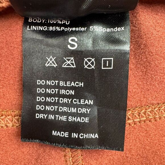 TAGOO Faux Leather Pants Women’s Small Brown High Rise Skinny Stretch Pull-On - Picture 5 of 9